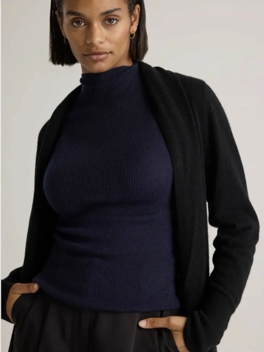 Quince Mongolian Cashmere Duster Cardigan Sweater Black Size M - Picture 5 of 16